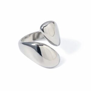 Silver Tone Sculptural Open Ring | Stainless Steel